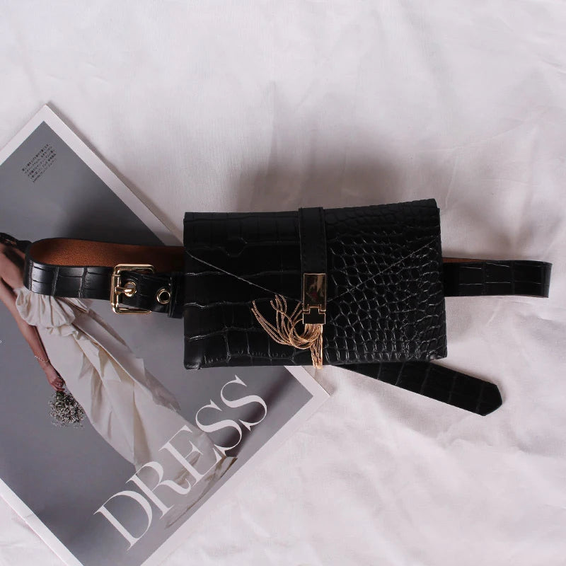 Tassel Waist Bag Women Soft Leather Fanny Pack Phone Pocket G141