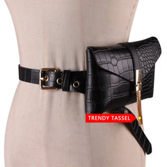 Tassel Waist Bag Women Soft Leather Fanny Pack Phone Pocket G141