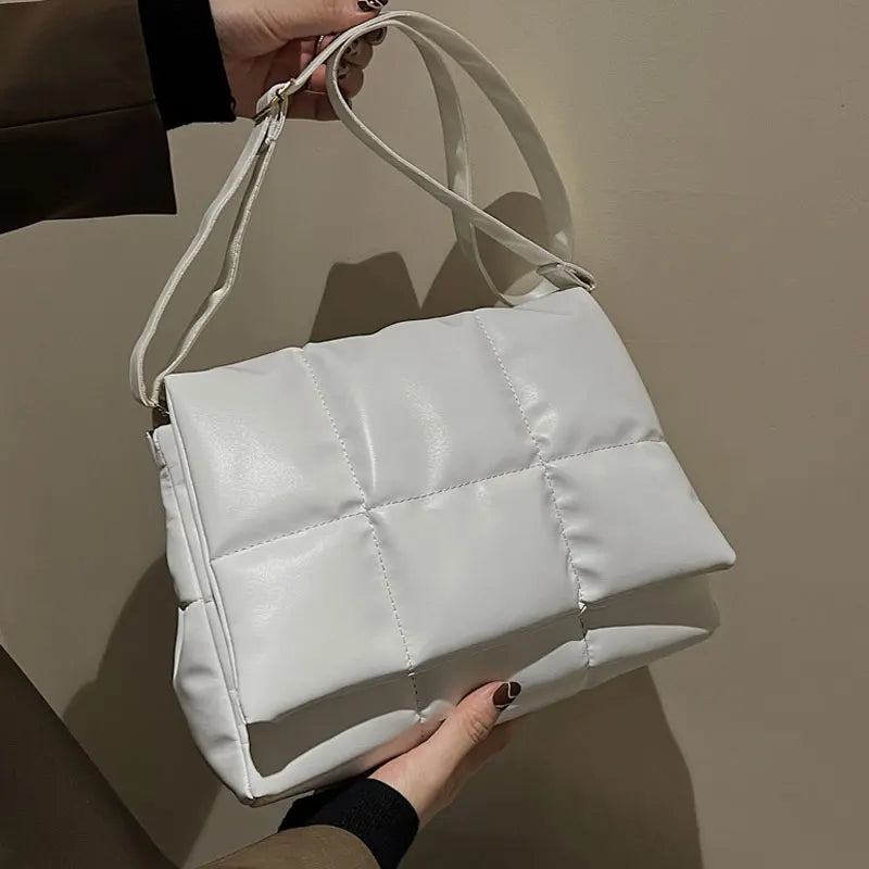 Soft Leather Shoulder Bag High Capacity Square Ladies Crossbody Bag