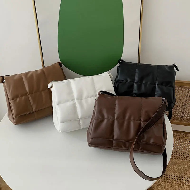 Soft Leather Shoulder Bag High Capacity Square Ladies Crossbody Bag