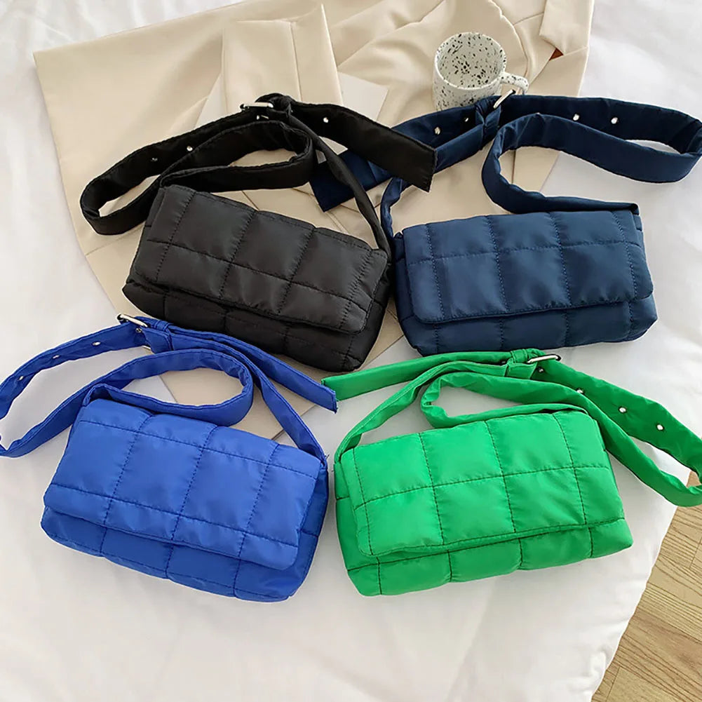 Winter Quilted Crossbody Shoulder Bag Nylon Padded Shopper Handbags