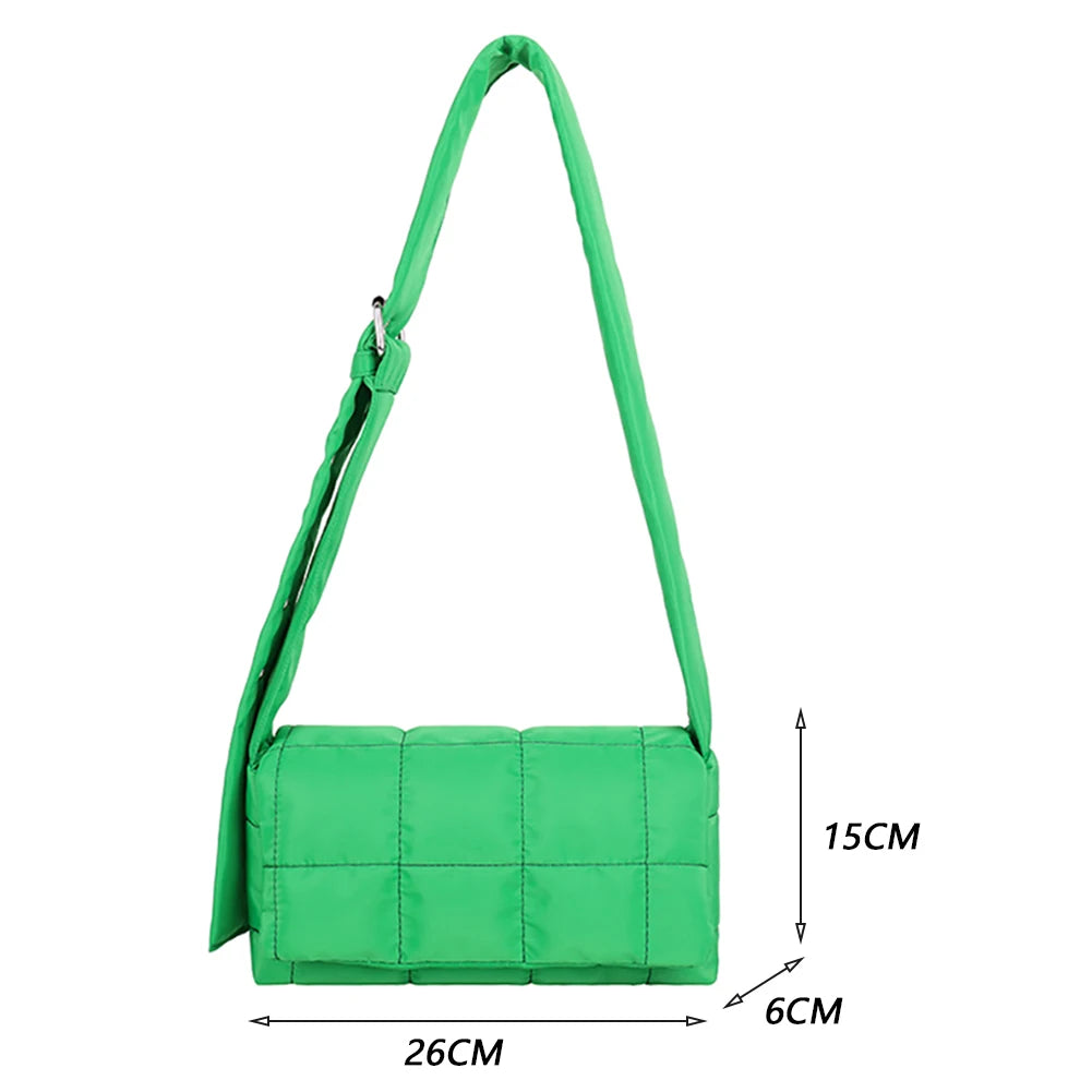 Winter Quilted Crossbody Shoulder Bag Nylon Padded Shopper Handbags