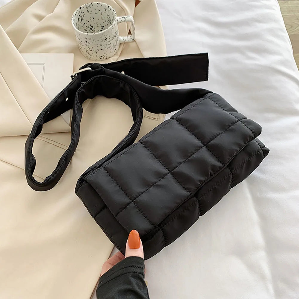Quilted Nylon Minimalist Crossbody Bag