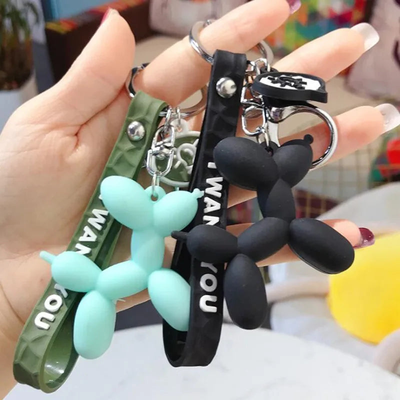 Stereo Balloon Dog Keychain Key ring Cute Cartoon Mobile Phone Bag Car Pendant