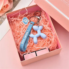 Stereo Balloon Dog Keychain Key ring Cute Cartoon Mobile Phone Bag Car Pendant