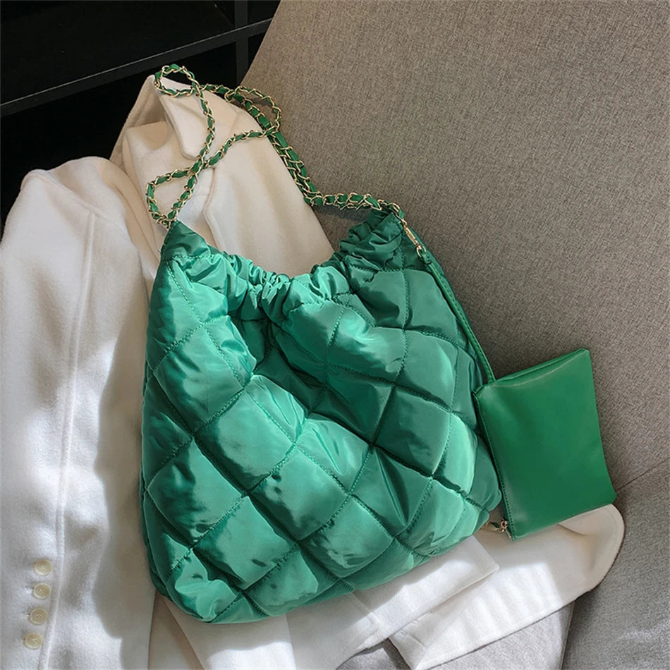 Winter Women's Purses Nylon Shoulder Bags Large Totes