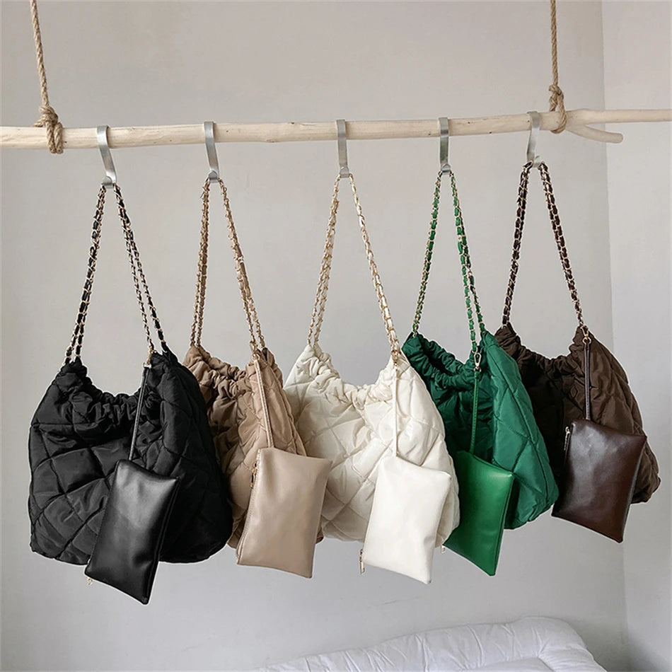 Winter Women's Purses Nylon Shoulder Bags Large Totes