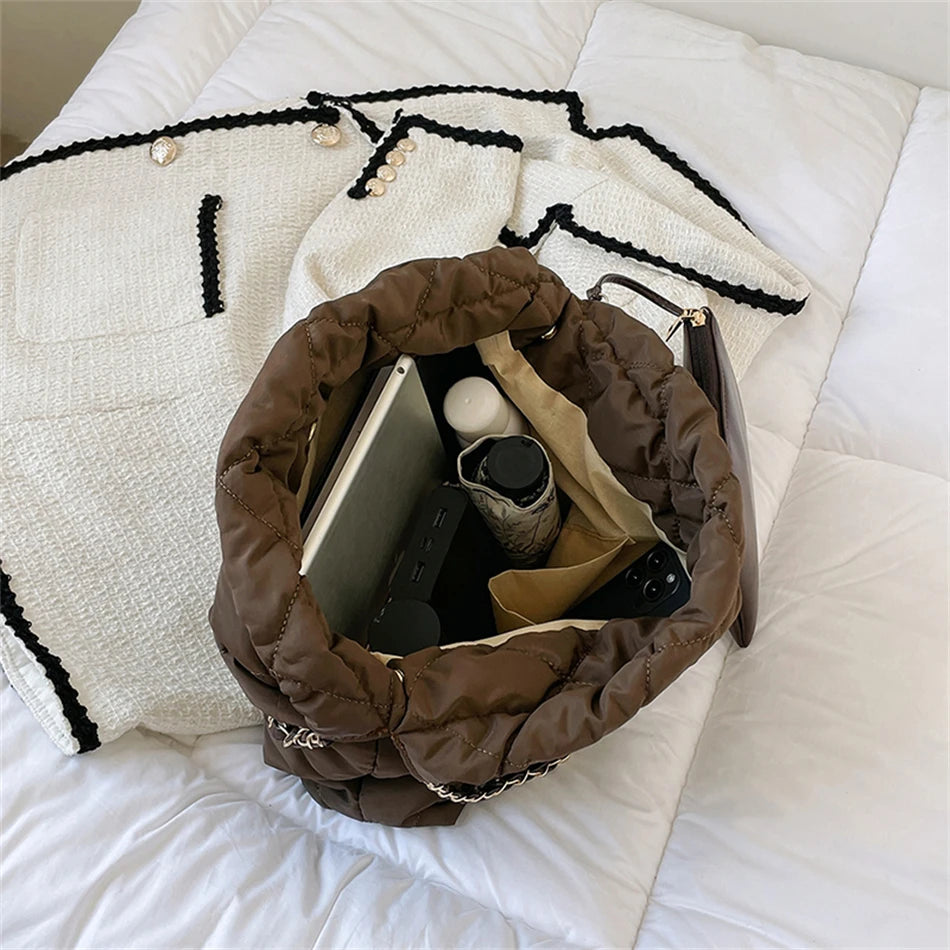 Winter Women's Purses Nylon Shoulder Bags Large Totes