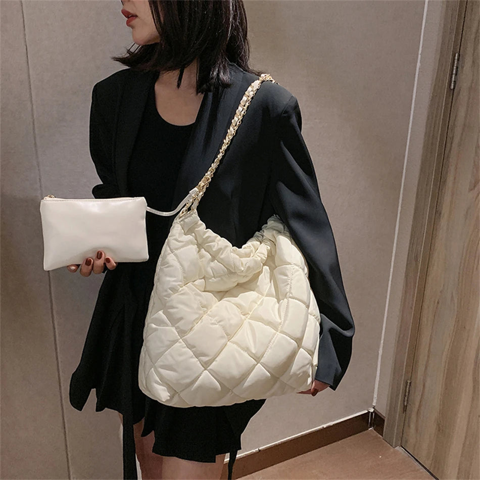 Winter Women's Purses Nylon Shoulder Bags Large Totes