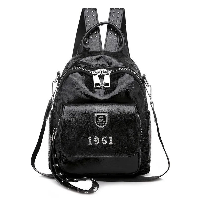 Women Backpack PU Leather School Bags For Teenage Girls 3 in 1 Ladies