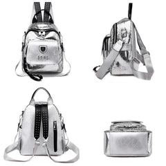 Women Backpack PU Leather School Bags For Teenage Girls 3 in 1 Ladies