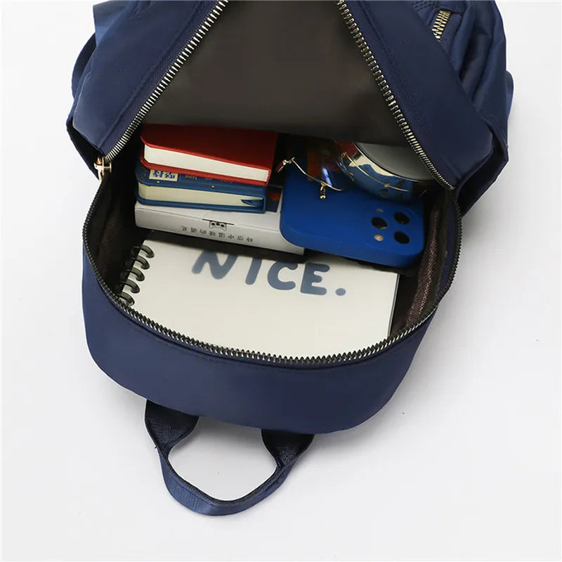 Women Backpack Urban Casual Backpack Solid Nylon Bag Waterproof Lightweight