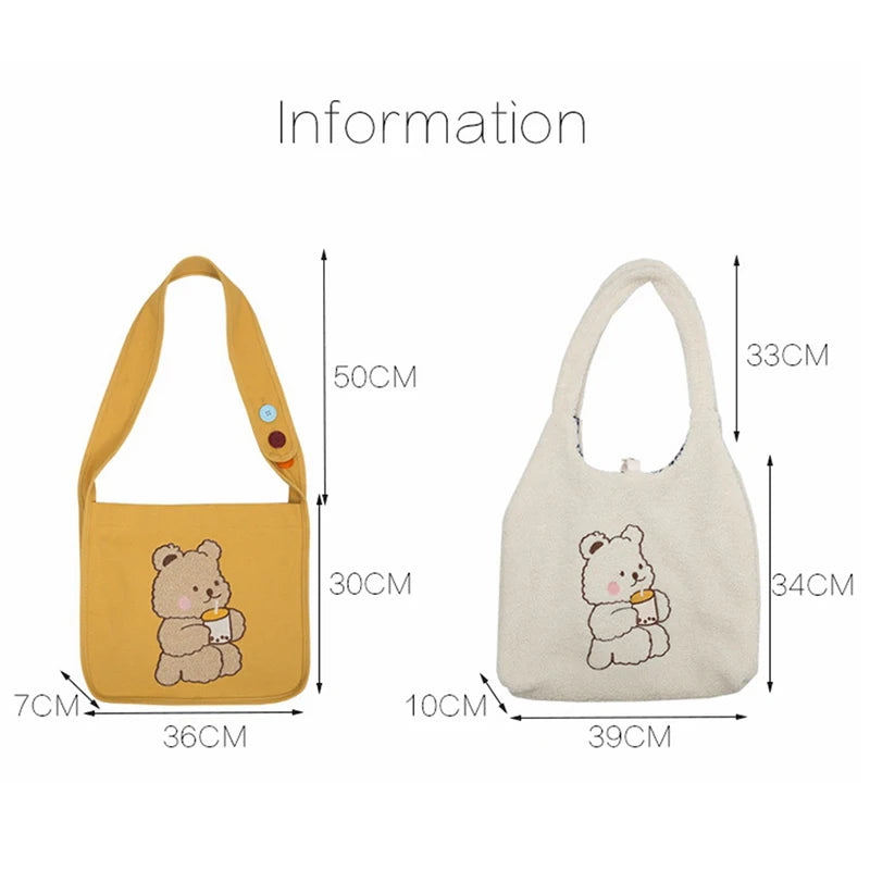 Plush Shoulder Tote Bag Winter Handbag Fur Shopping Handbag