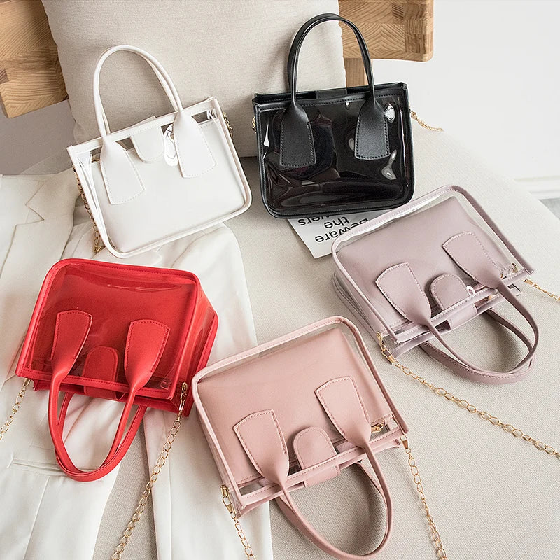 Women Clear Shoulder Bag Chain Crossbody Purse for Daily Travel
