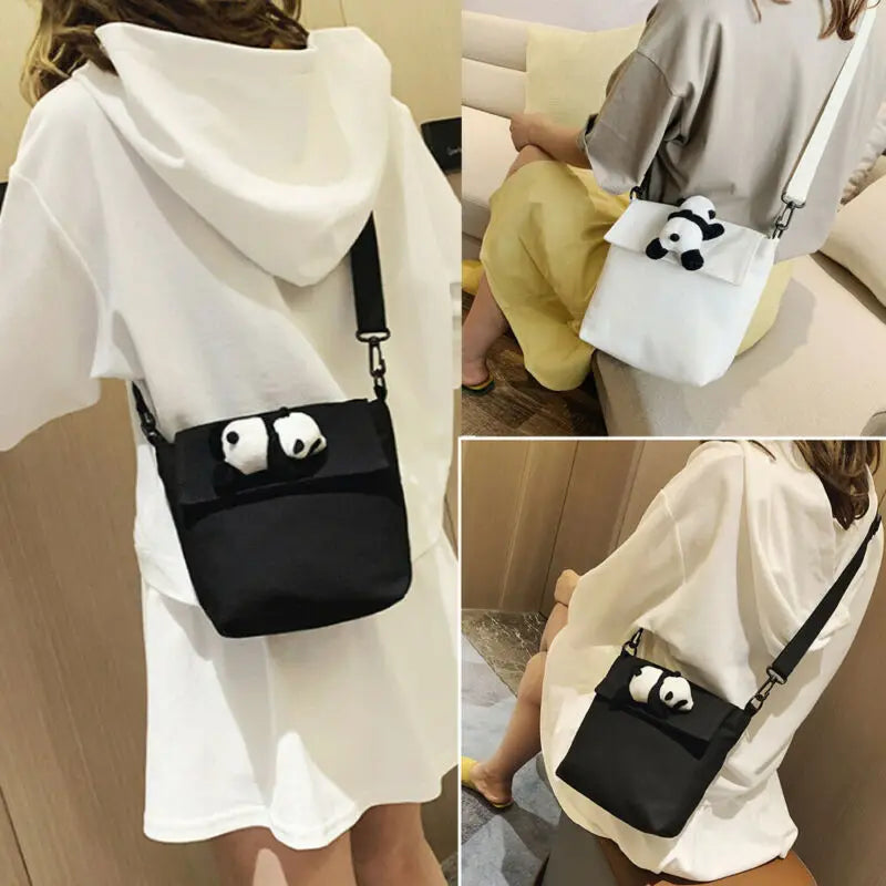 Panda Animal Handbag Canvas Crossbody Bag Tote