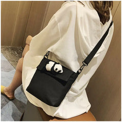 Panda Animal Handbag Canvas Crossbody Bag Tote