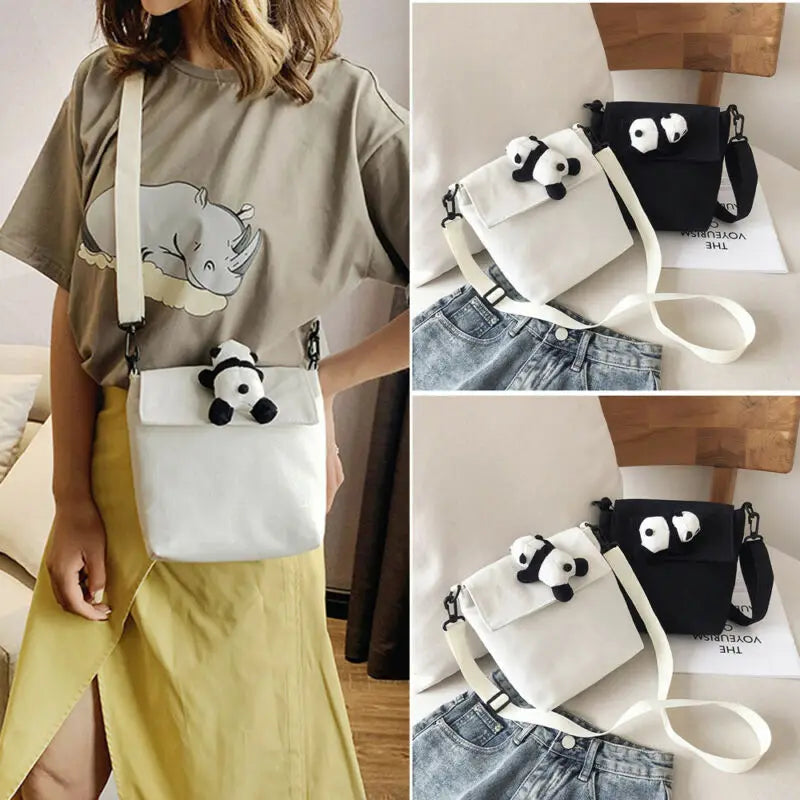 Panda Animal Handbag Canvas Crossbody Bag Tote