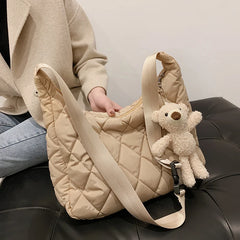 Women Handbags Space Pad Cotton Feather Down Large Tote Shoulder Bags