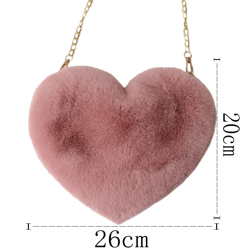 Women Faux Fur Crossbody Wallet Purse Chain Shoulder Bag Lady Handbag