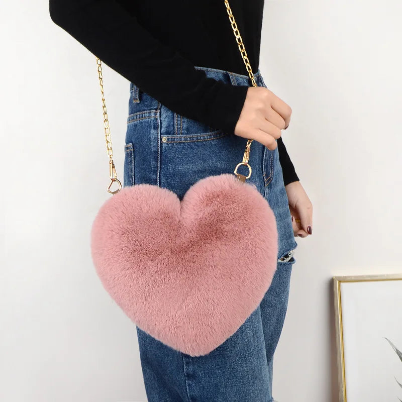 Women Faux Fur Crossbody Wallet Purse Chain Shoulder Bag Lady Handbag