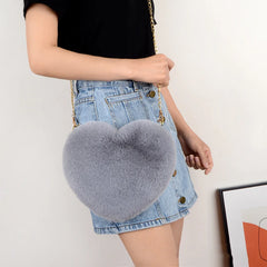 Women Faux Fur Crossbody Wallet Purse Chain Shoulder Bag Lady Handbag