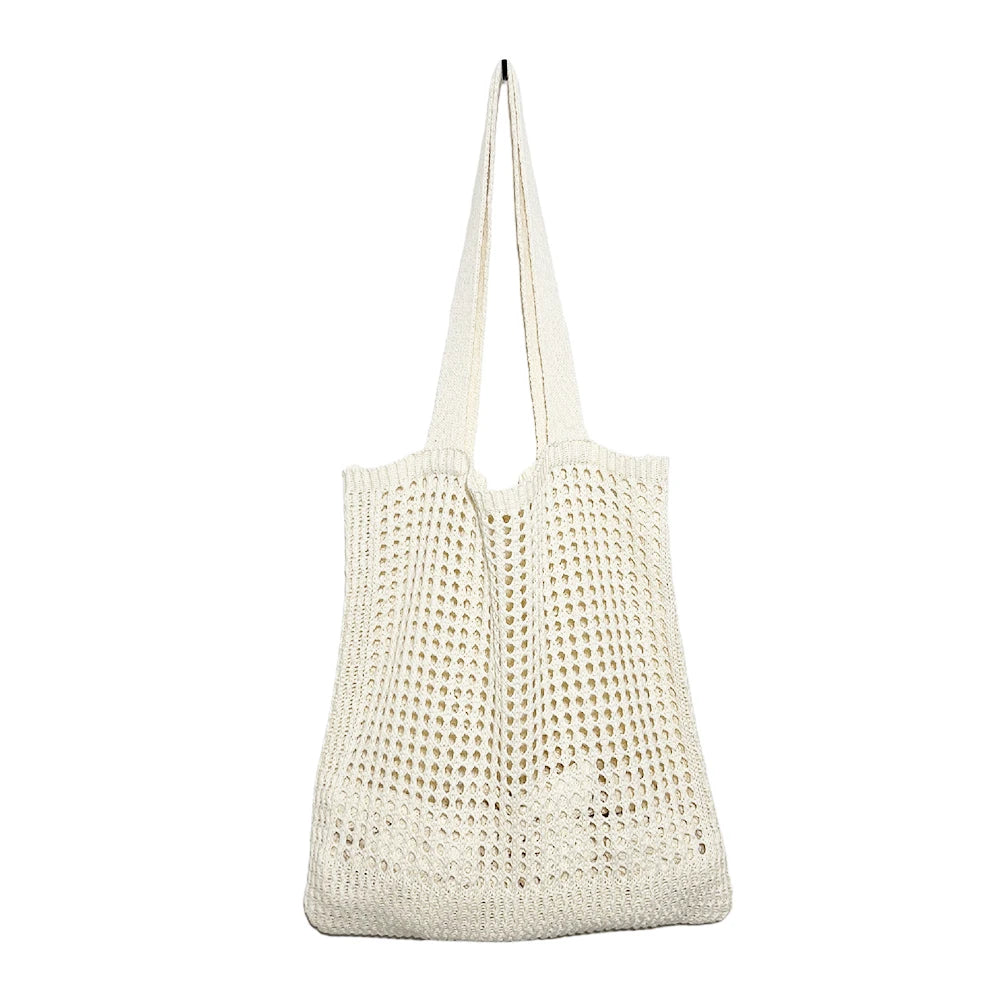 Hollow Knitted Shoulder Bag Crochet Tote Handbag Beach Bag