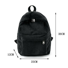Women Corduroy Backpack Travel Rucksack School Shoulder Bag Gray Khaki