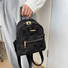 Flower Print Small Canvas Backpack for Girls