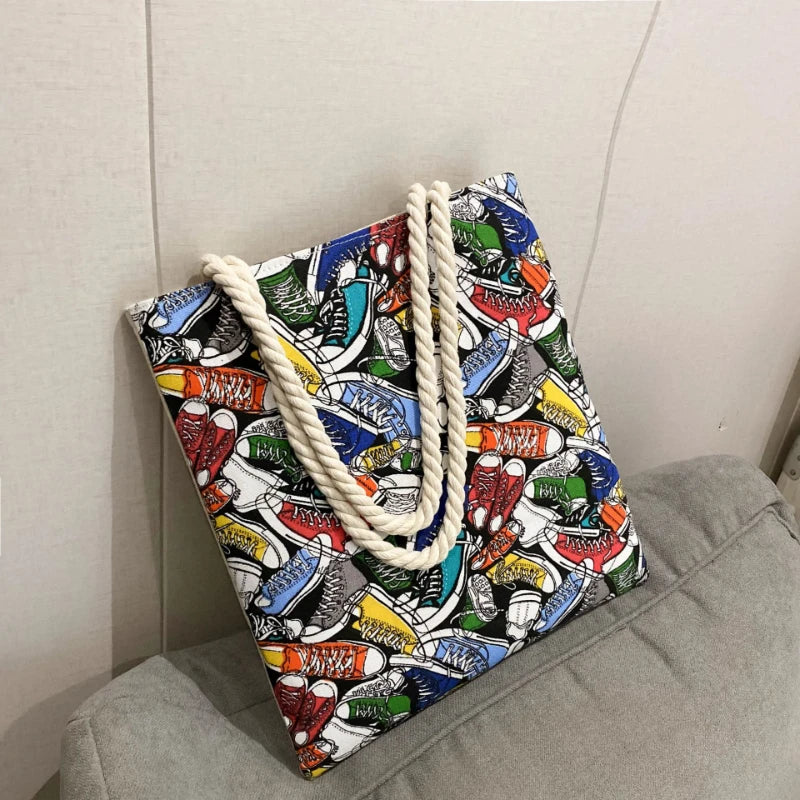 Women Shoulder Canvas Bags Japanese Printing Student Carrying Bag