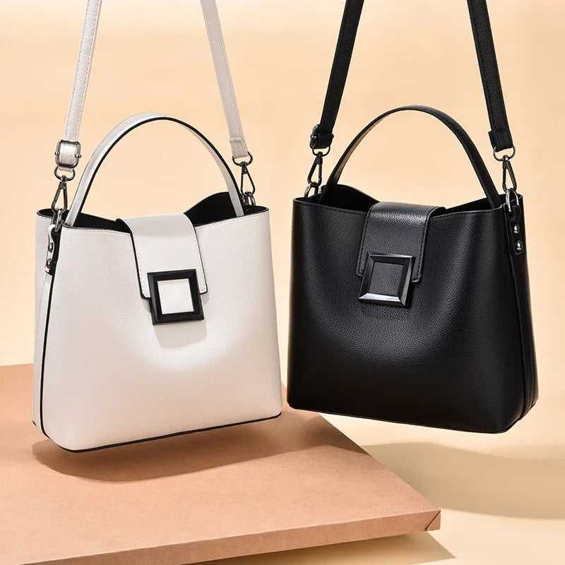 Women's Bucket Bag with Wide Shoulder Strap