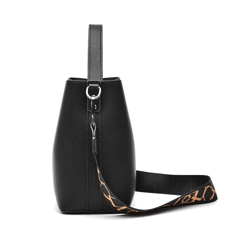 Women's Bucket Bag with Wide Shoulder Strap