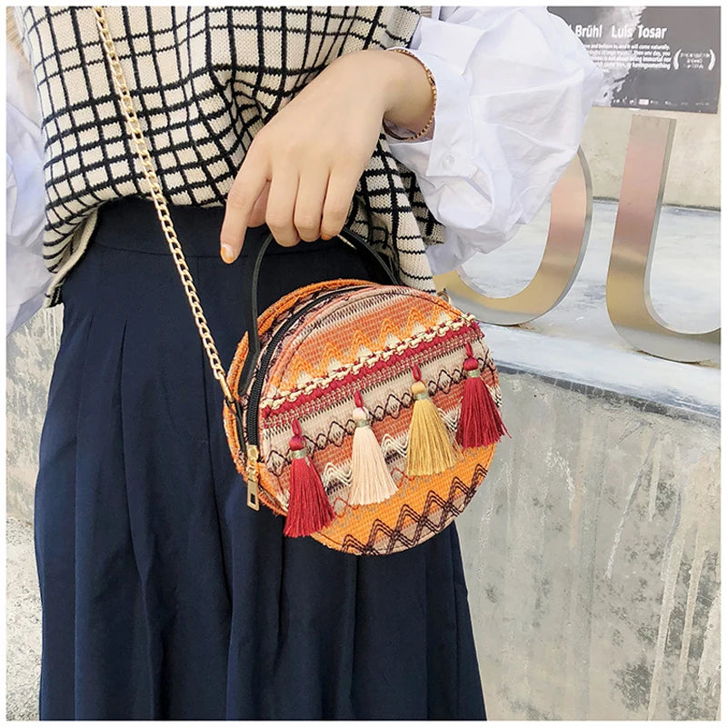 National Sugaret Small Round Bag Girl Chain Handheld