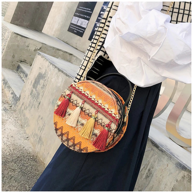 National Sugaret Small Round Bag Girl Chain Handheld