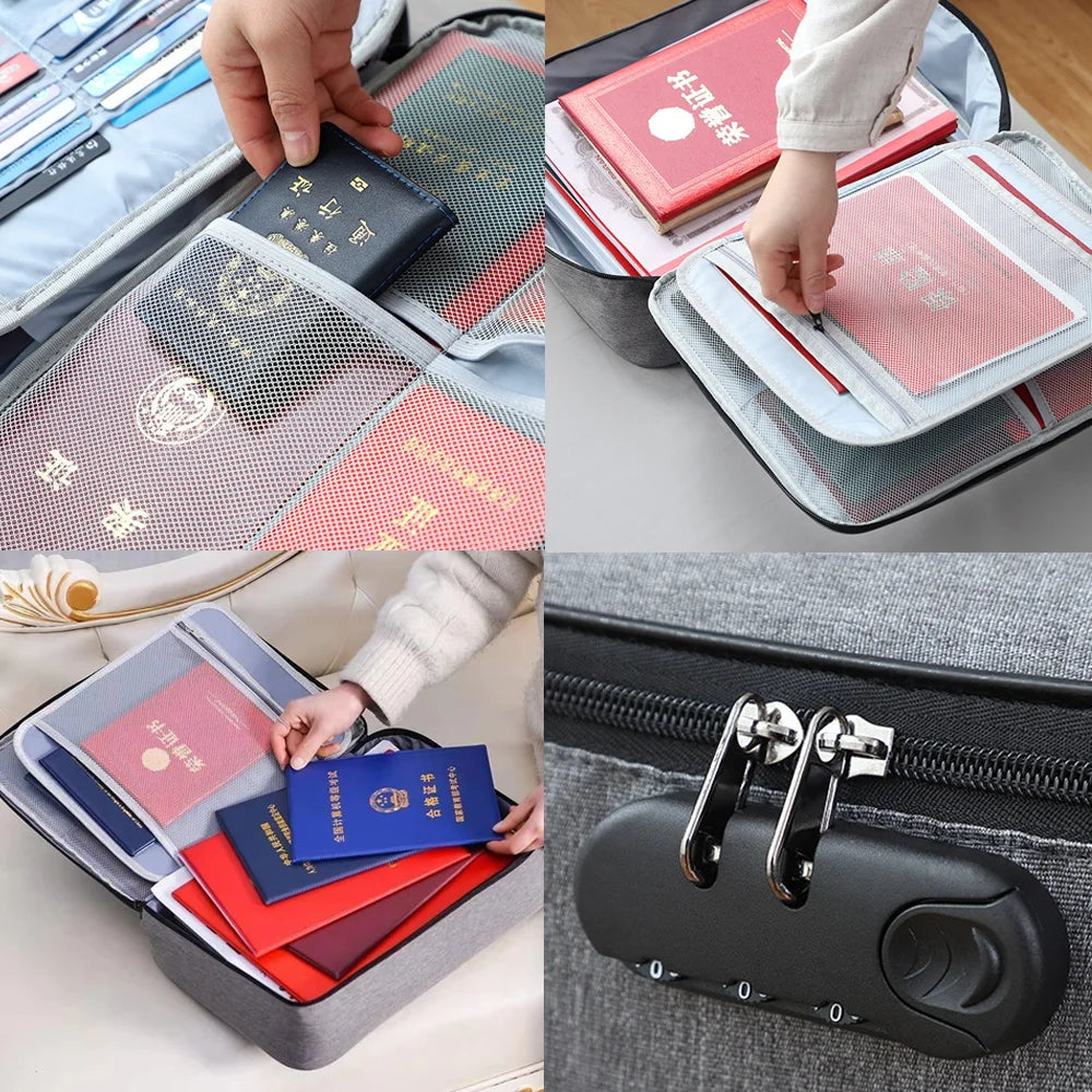 File Lockbox Folder Waterproof Storage Office Document Handbag