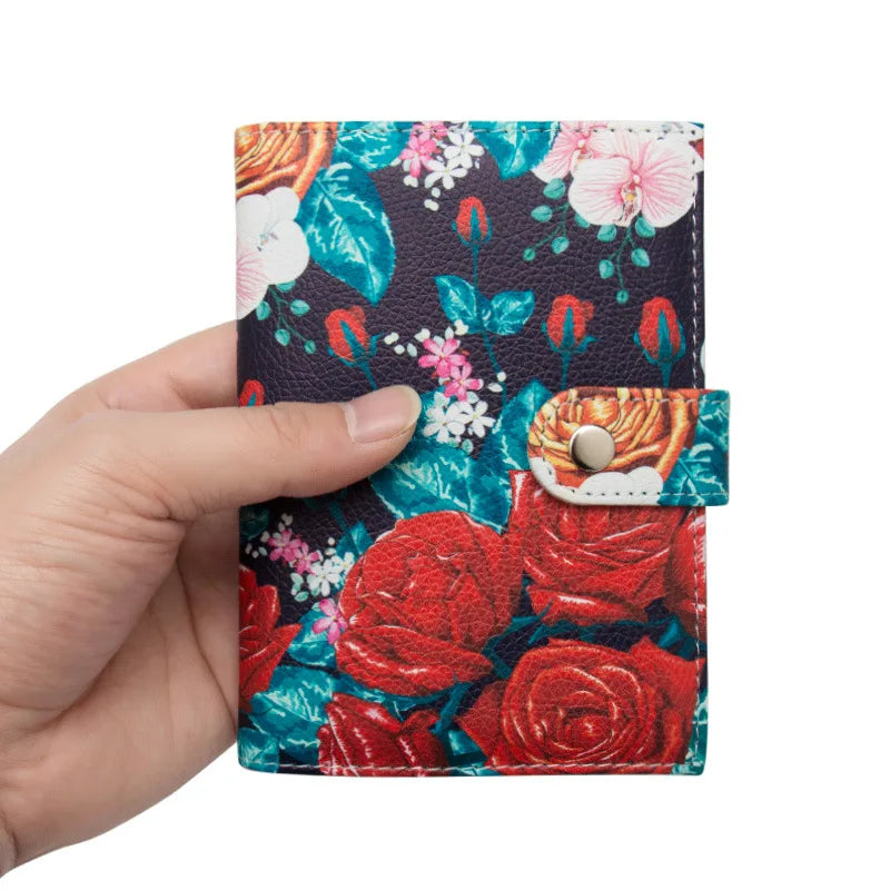 Floral Rose Passport Holder with Buckle