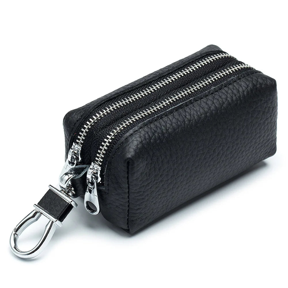 Men Key Wallet Car Key Bag Double Zipper Organizer