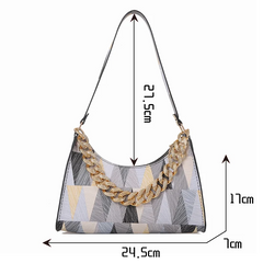 Geometry PU Leather Shoulder Underarm Bag Vintage Ladies Small Purse