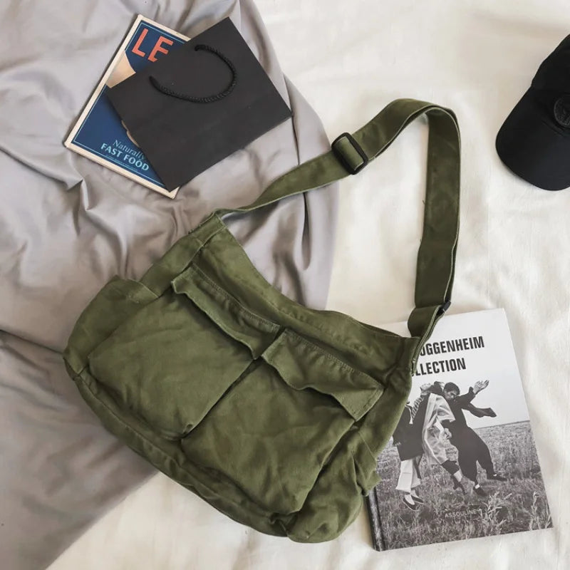 Canvas Teen Girl Shoulder Bag Casual Crossbody Purse