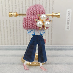 Girls Lovely Anime Wool Hat Brooches Acrylic Badges Backpack Pins