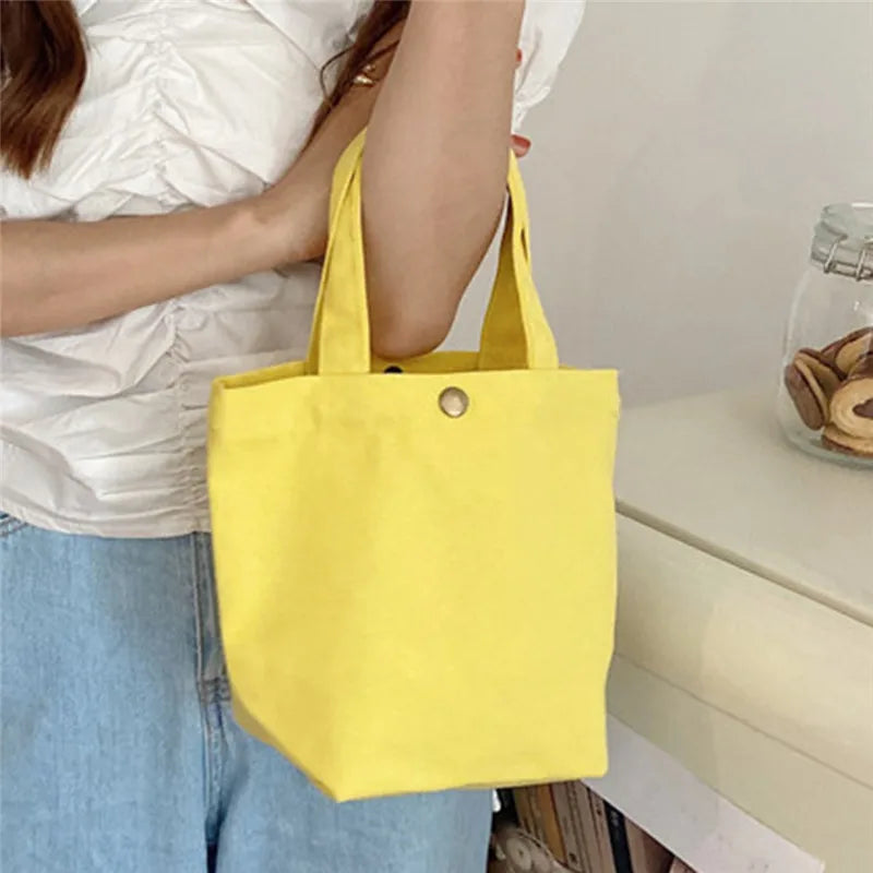 Canvas Tote Lunch Bag with Copper Buckle