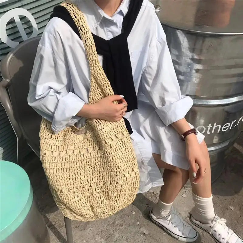 Woven Straw Beach Bag Large Capacity Casual Tote