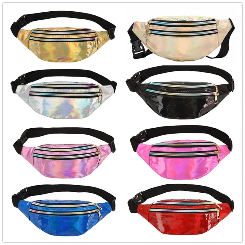 Holographic Fanny Pack Laser PU Waist Bag for Women