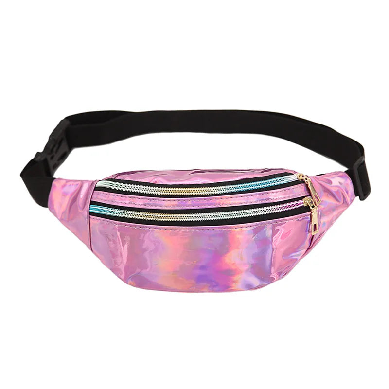 Holographic Fanny Pack Laser PU Waist Bag for Women