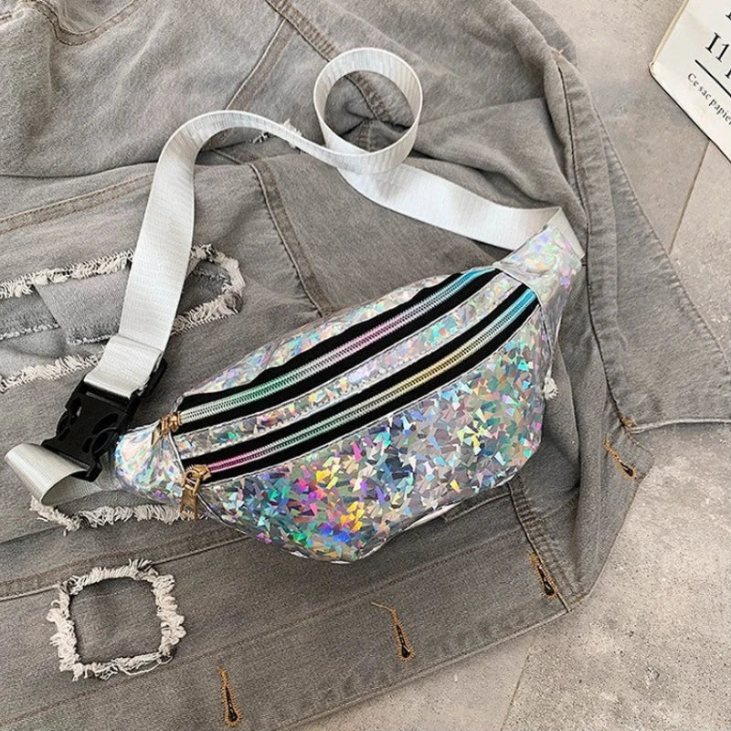 Holographic Fanny Pack Laser PU Beach Travel Banana Hip Bum Z