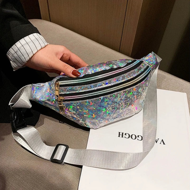 Laser PU Holographic Waist Bag for Beach Travel