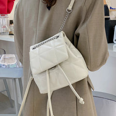 Plaid Chain Ladies Backpack PU Leather Handbag