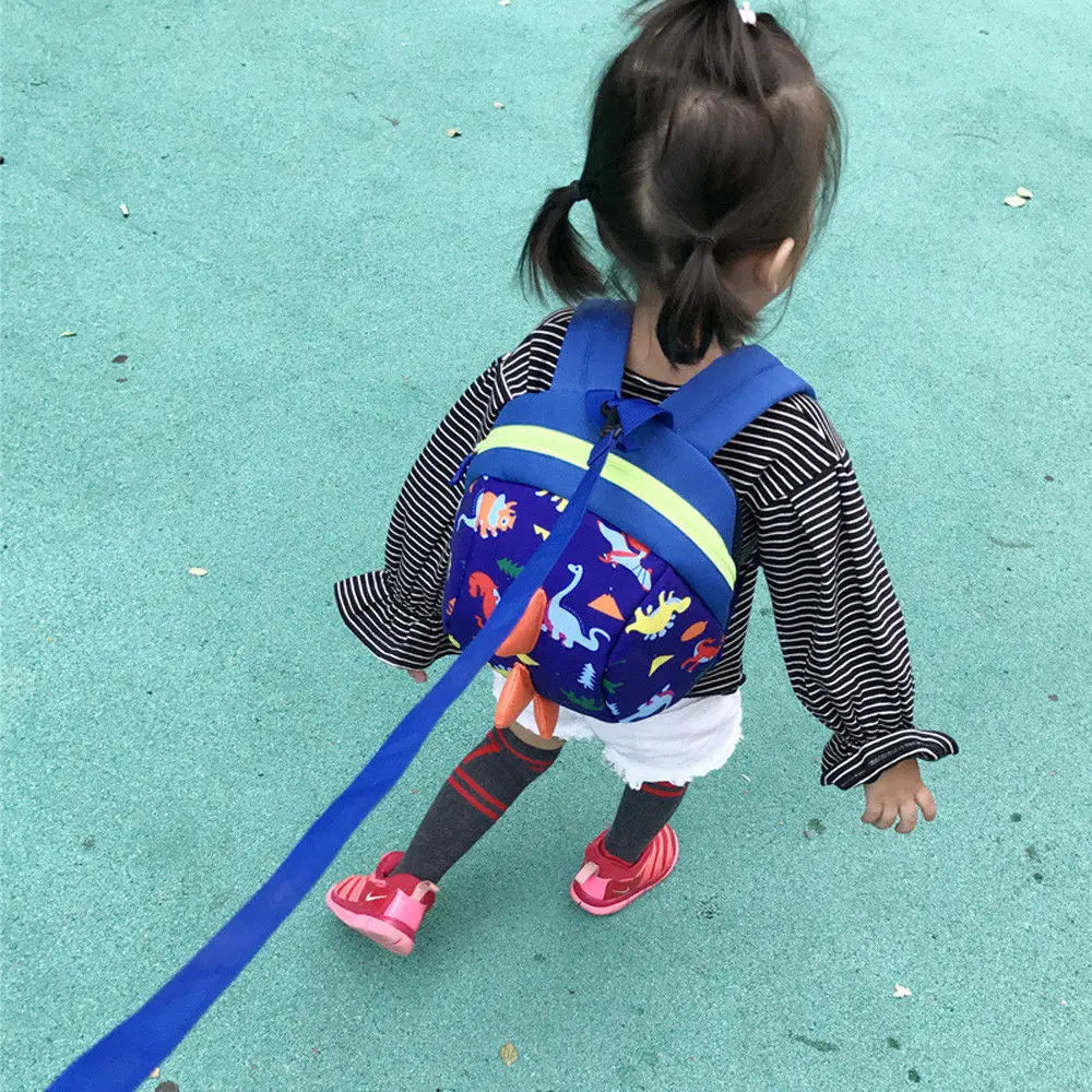 Kids Baby Safety Harness Backpack Canvas Leash Anti-lost Dinosaur Shark Bag