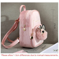 Kids Backpack Plush Bowknot Solid Schoolbag Girls Mini Cartoon Knapsack