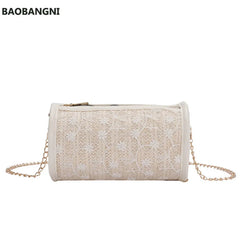 Cross Knitted Small Round Bag Female Lace Girl Shoulder Bag