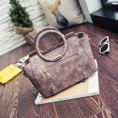 Woven Circular Handle Women's Shoulder Bag